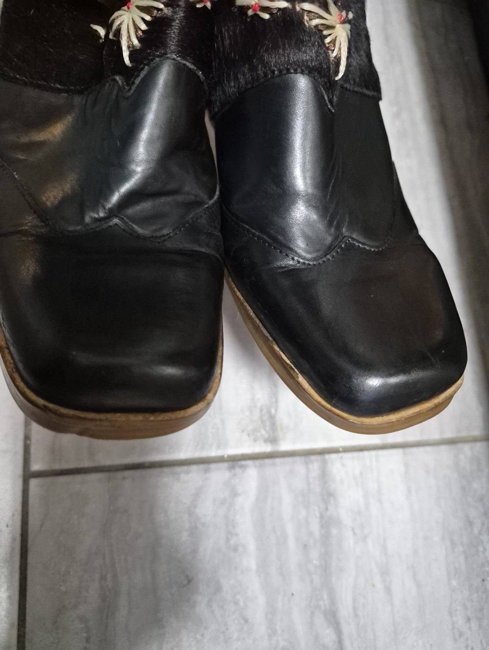 Cloudwalkers Planet Black Leather Mules Western Wooden-Heel Slip-On SZ 9M - Picture 14 of 16
